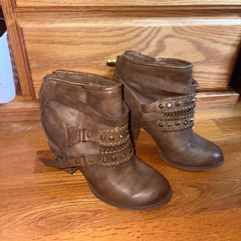 Not Rated Brown Ankle Boots with Brass Studs